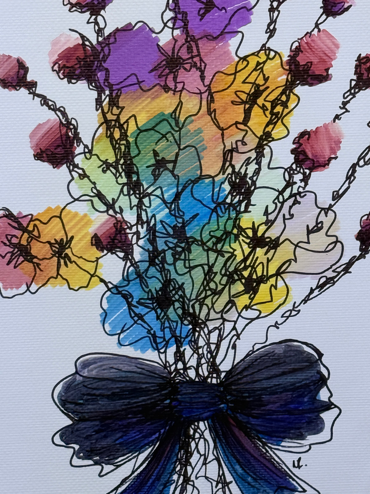 Flowers V3 | Original Contemporary Artwork – 40 × 40 cm