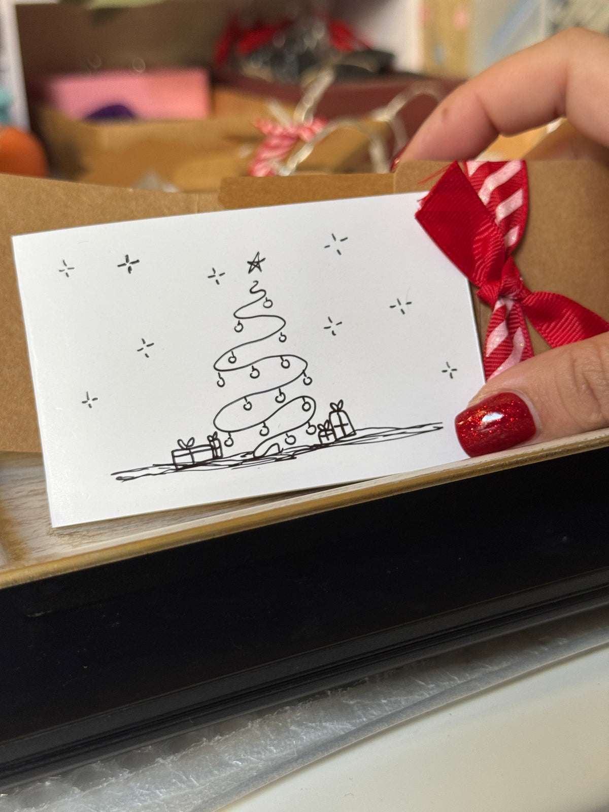 Cute Christmas Tree | Mini Handmade Greeting Card – Original Illustrated Card