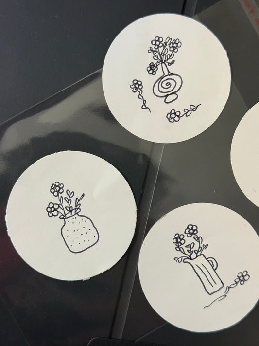 Flower Vases | Handmade Sticker Pack – Original Illustrated Stickers