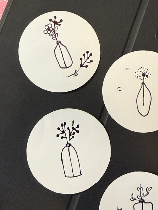 Flower Vases V.1 | Handmade Sticker Pack – Original Illustrated Stickers