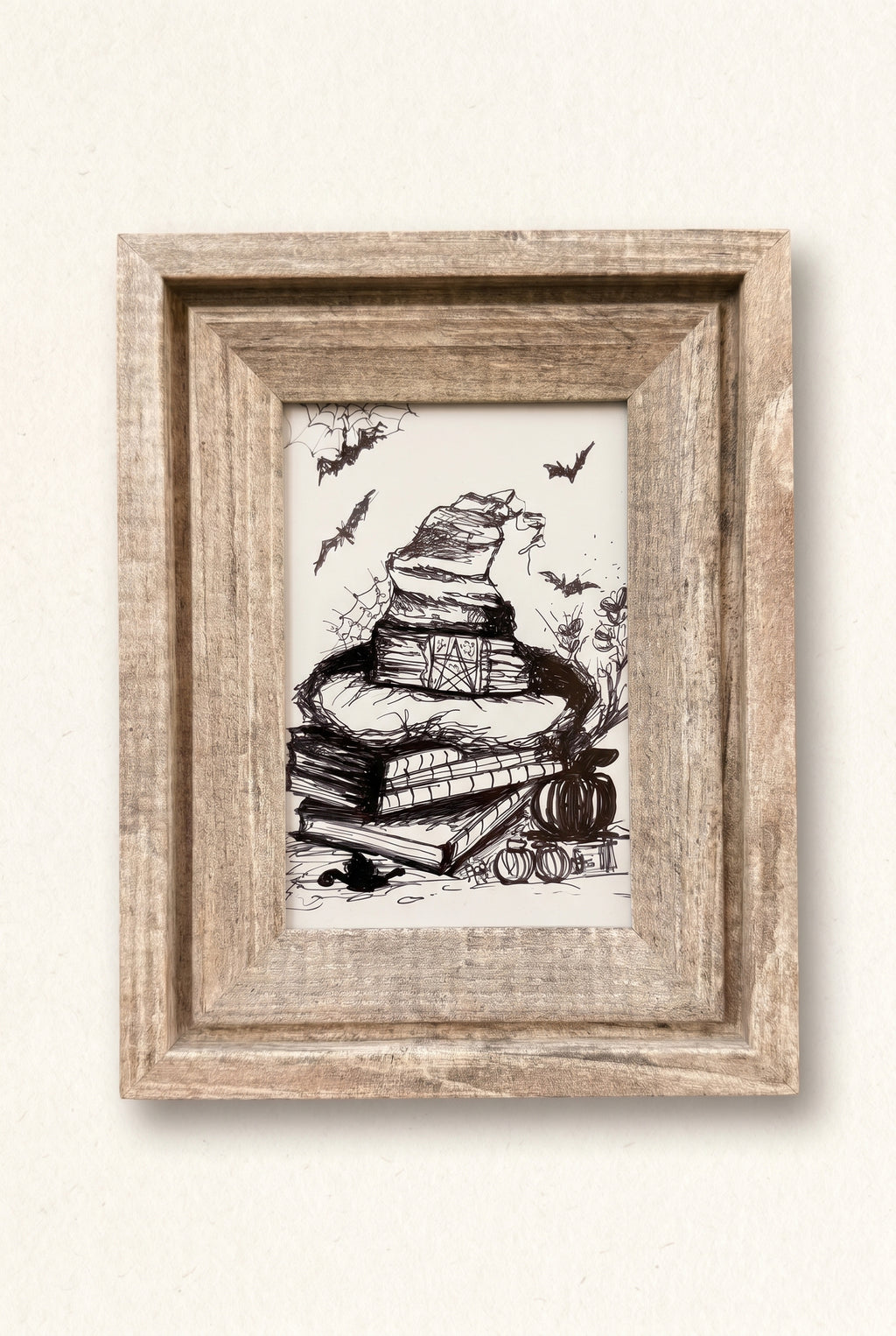 Witch’s Books | Handmade Framed Poster – Original Artwork Wall Decor