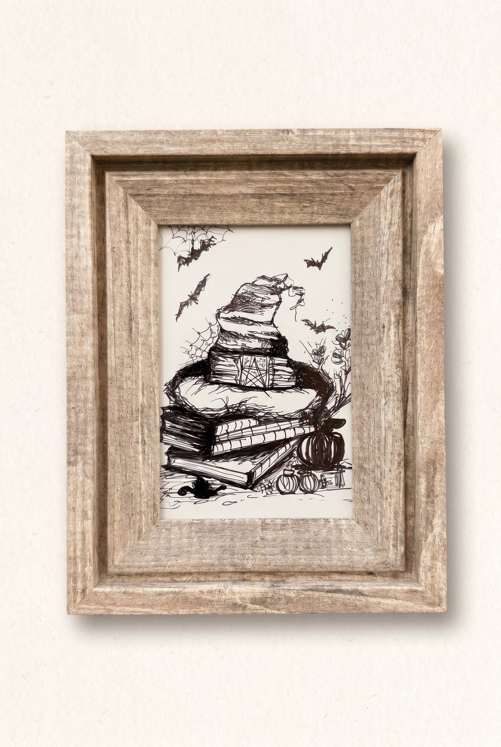 Witch’s Books | Handmade Framed Poster – Original Artwork Wall Decor