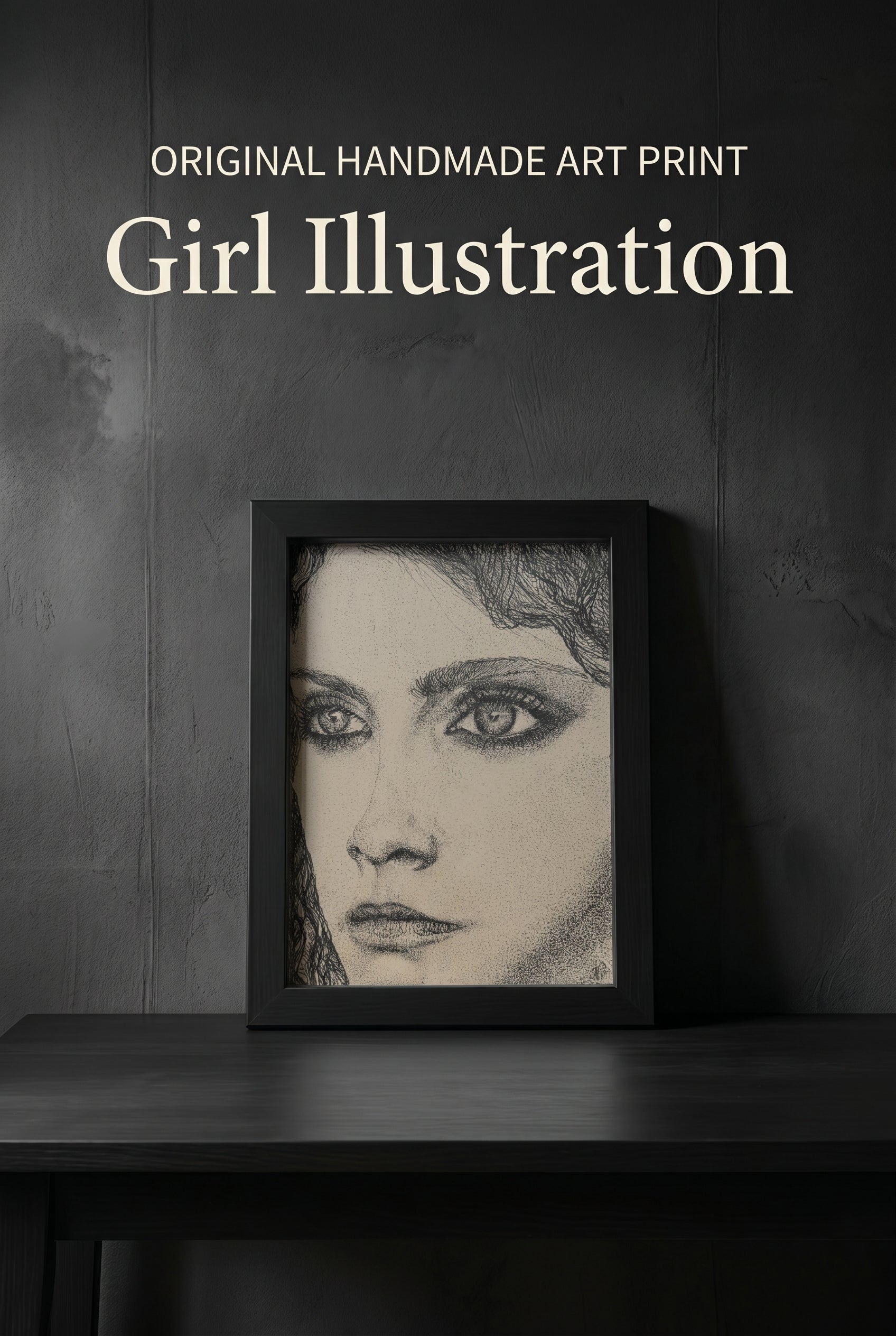 Girl Illustration | Handmade Framed Poster – Original Artwork Wall Decor