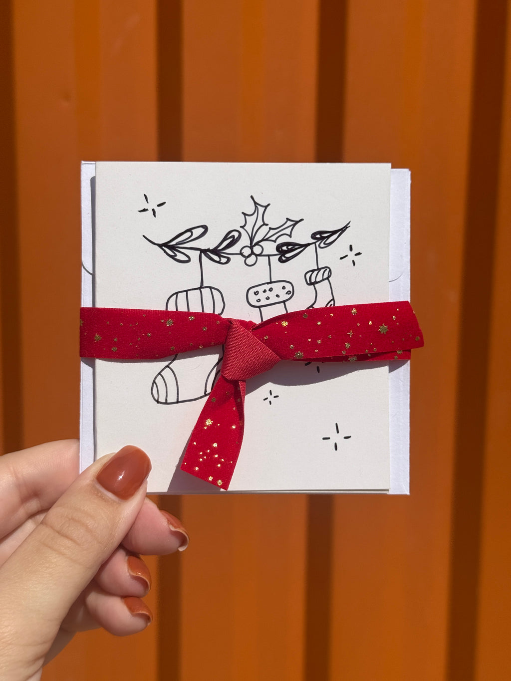 Cute Christmas Socks | Small Handmade Greeting Card – Original Illustrated Card