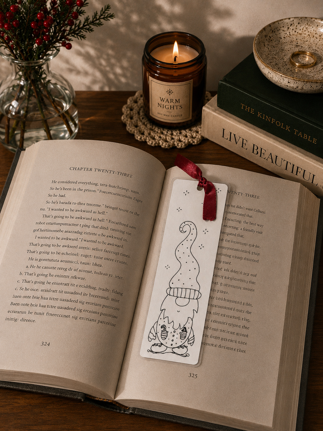 Christmas Dwarf Handmade Illustrated Bookmark – Original Art Bookmark