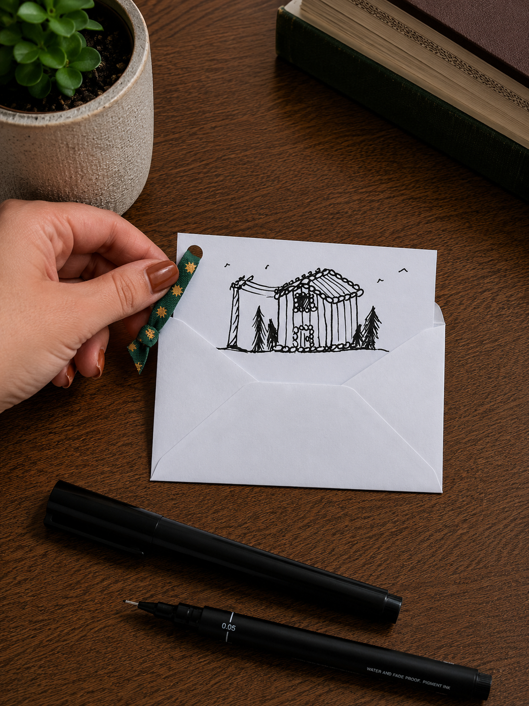 Cute Little Cabin | Mini Handmade Greeting Card – Original Illustrated Card