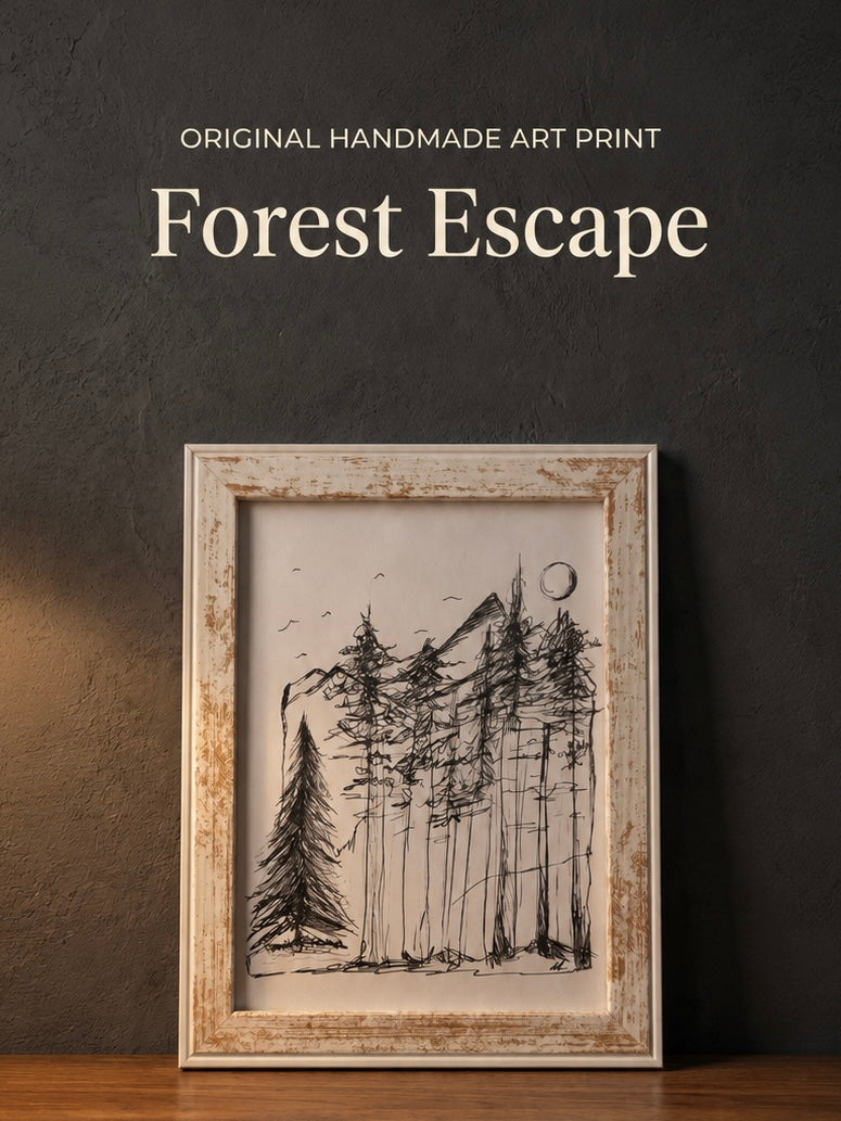 Forest Escape | Handmade Framed Poster – Original Artwork Wall Decor