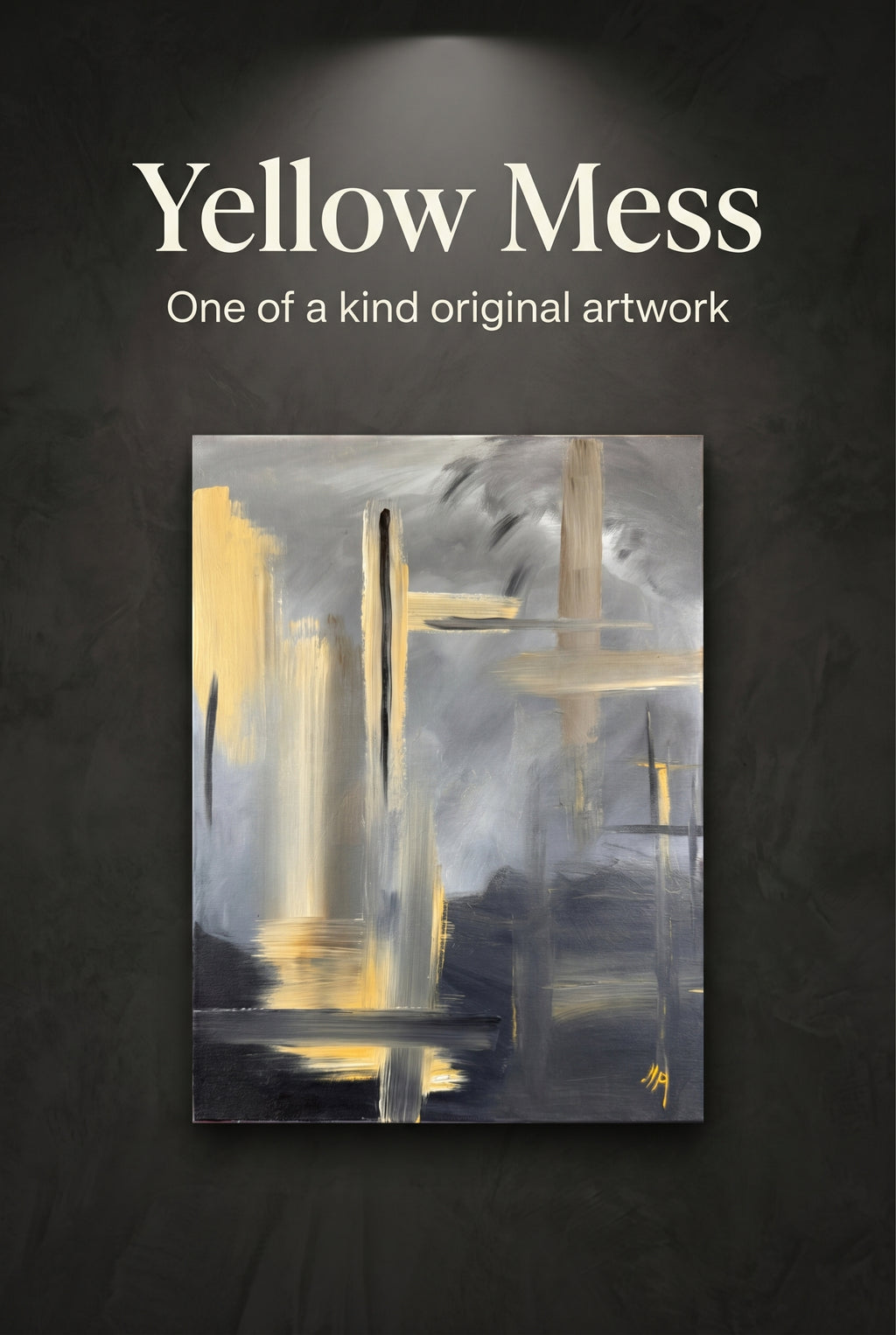 Yellow Mess | Original Contemporary Acrylic Painting – 40 × 60 cm Modern Abstract Artwork