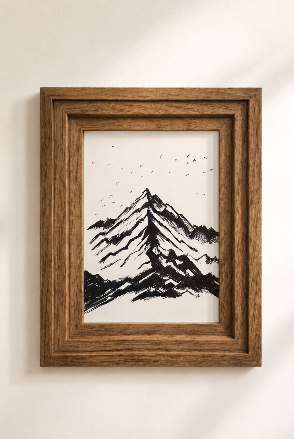 Snowy Mountain | Handmade Framed Poster – Original Artwork Wall Decor