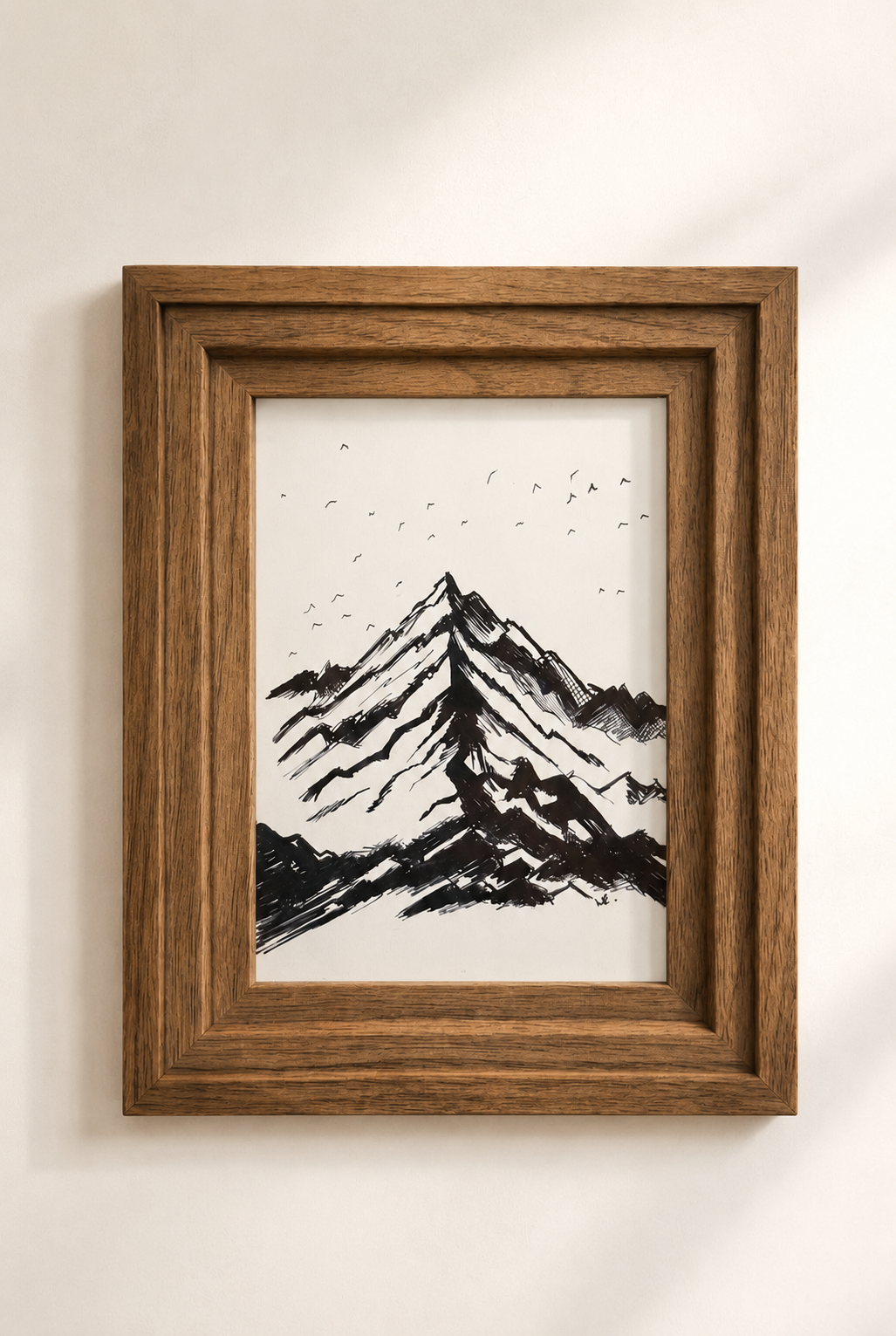 Snowy Mountain | Handmade Framed Poster – Original Artwork Wall Decor
