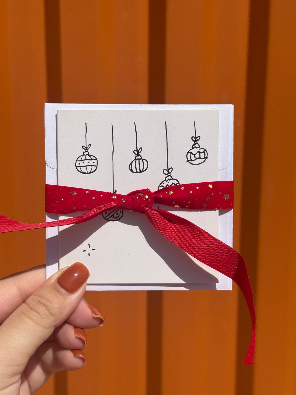 Cute Christmas Balls | Small Handmade Greeting Card – Original Illustrated Card