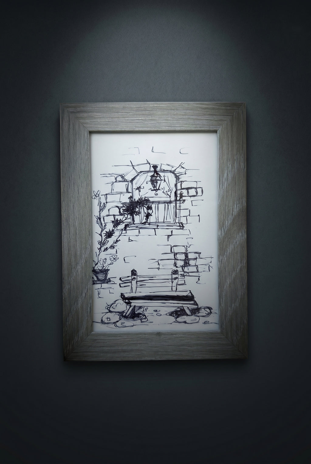 Vintage Bench | Handmade Framed Poster – Original Artwork Wall Decor