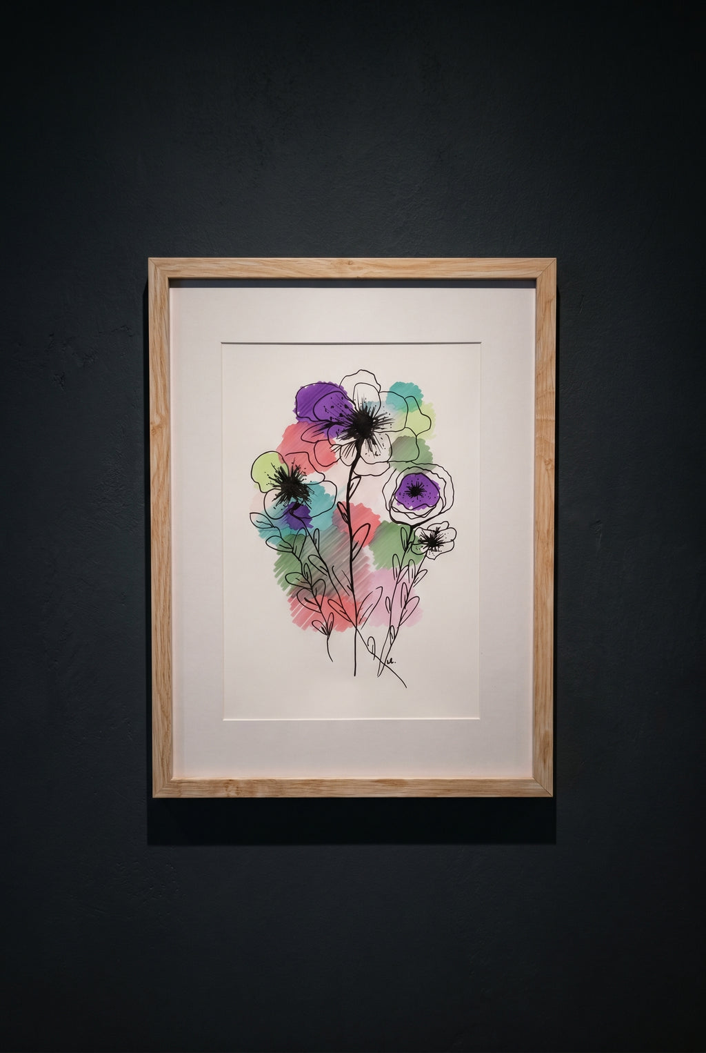Colorful Flowers | Handmade Framed Poster – Original Artwork Wall Decor