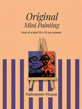 Halloween House | Original Mini Acrylic Painting – 10 × 10 cm Canvas with Wooden Easel (One-of-a-Kind Artwork)
