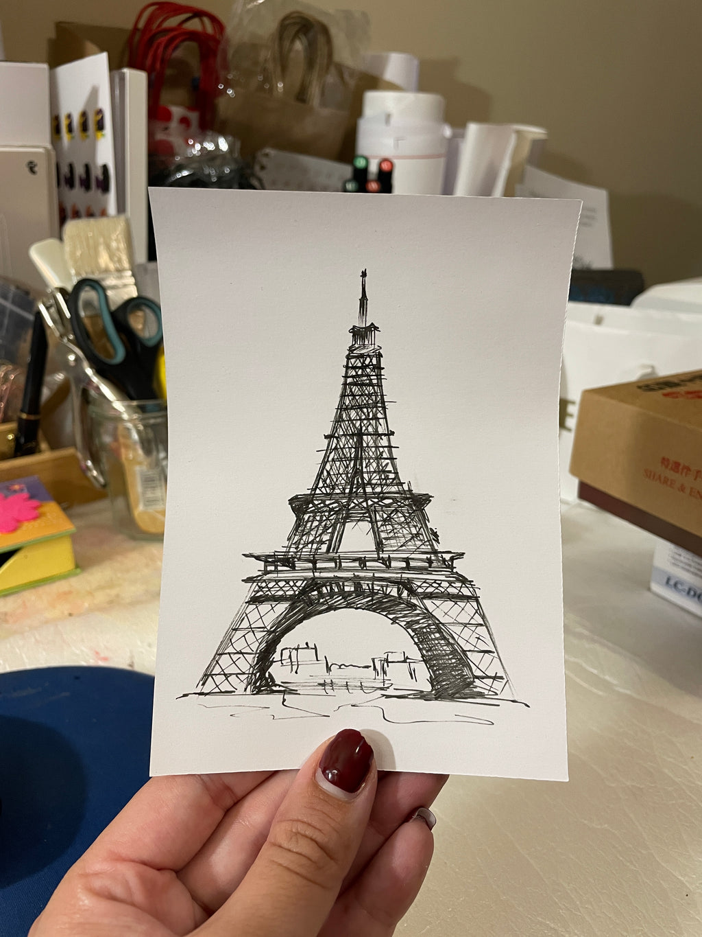 Eiffel Tower | Handmade Framed Poster – Original Artwork Wall Decor