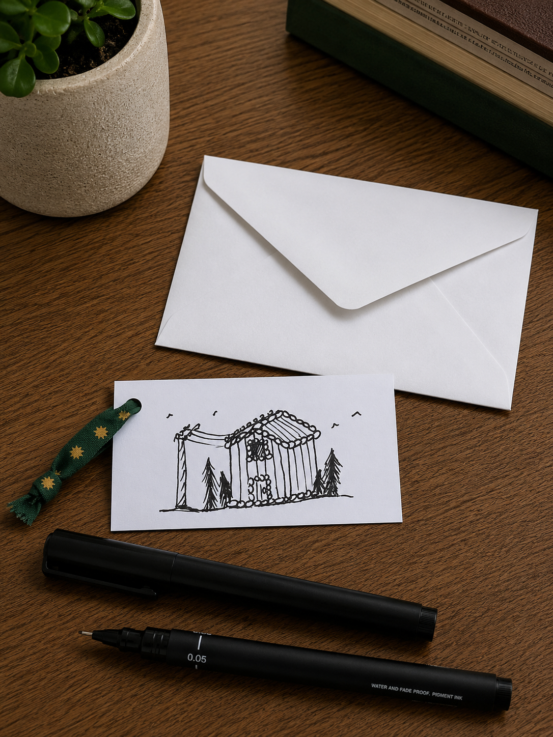 Cute Little Cabin | Mini Handmade Greeting Card – Original Illustrated Card