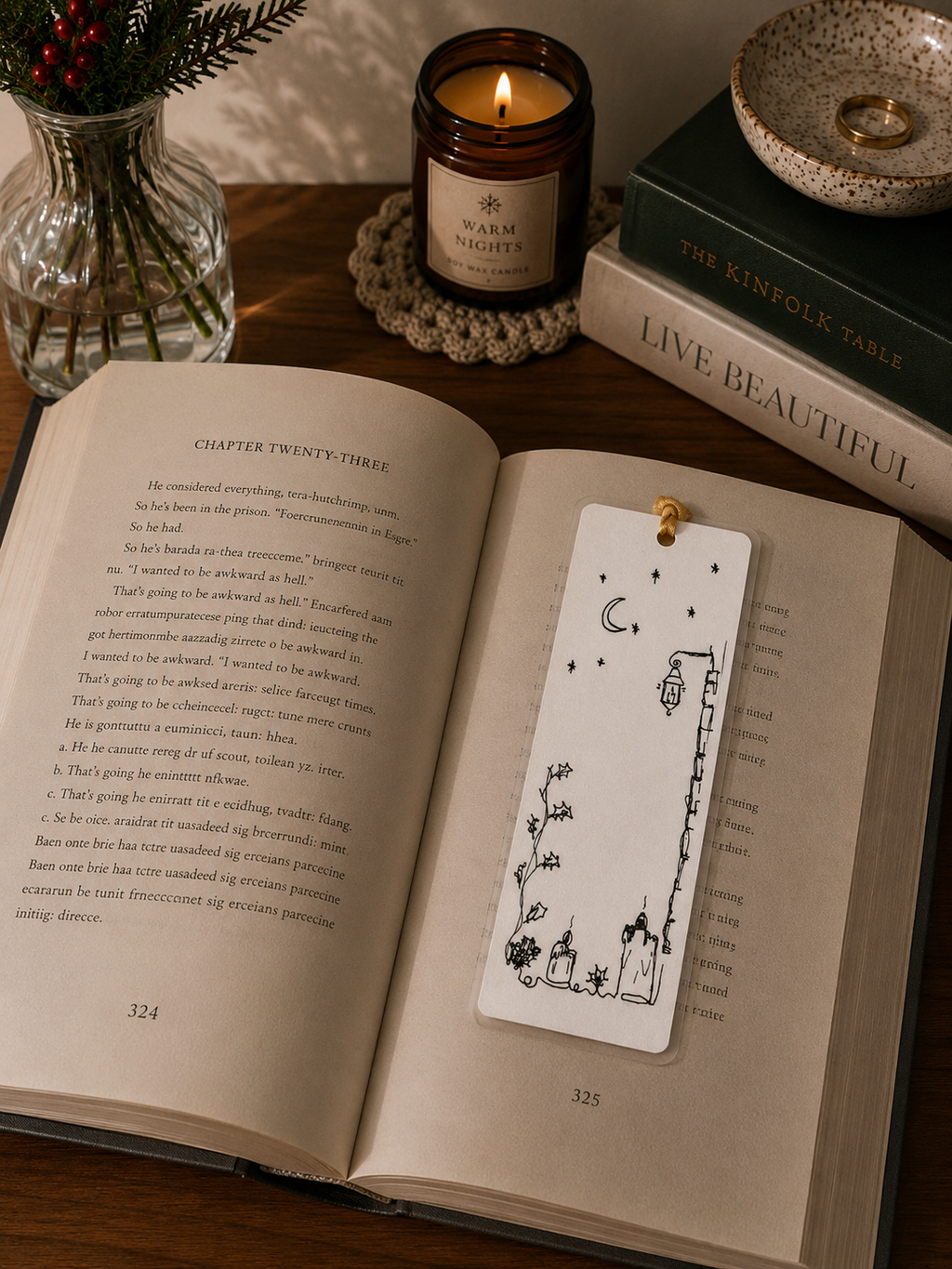 Candles Handmade Illustrated Bookmark – Original Art Bookmark
