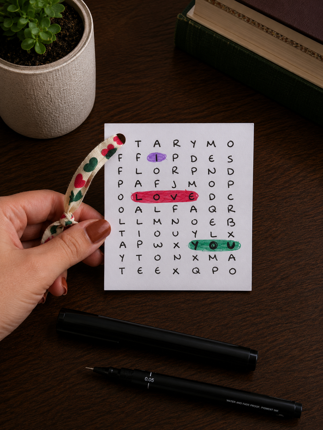 Cute Little Crossword | Mini Handmade Greeting Card – Original Illustrated Card