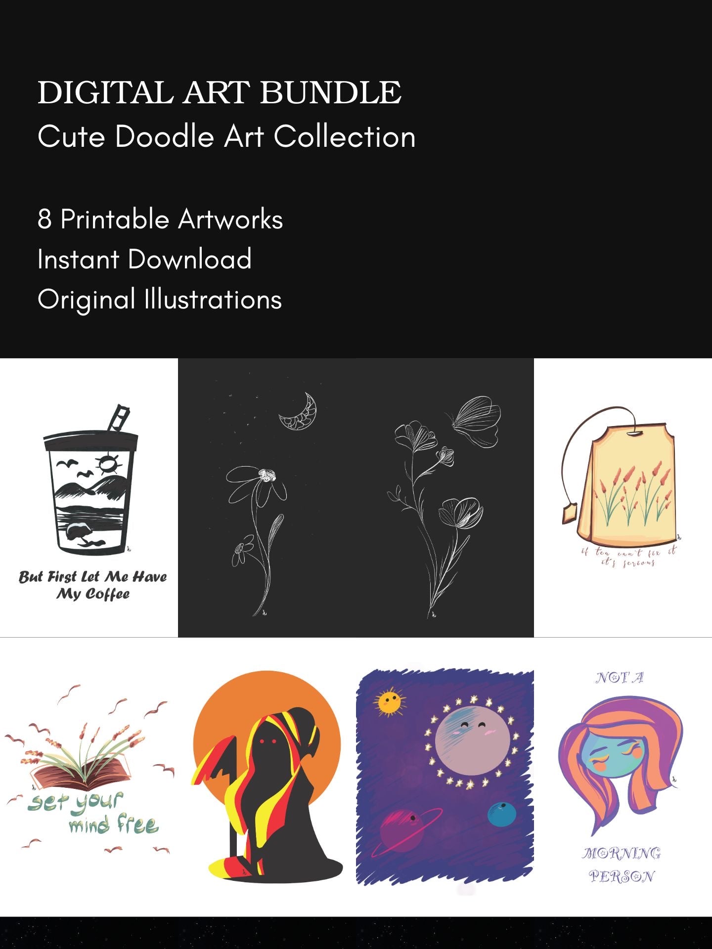 Cute Doodle Art Bundle – Playful Digital Illustration Collection