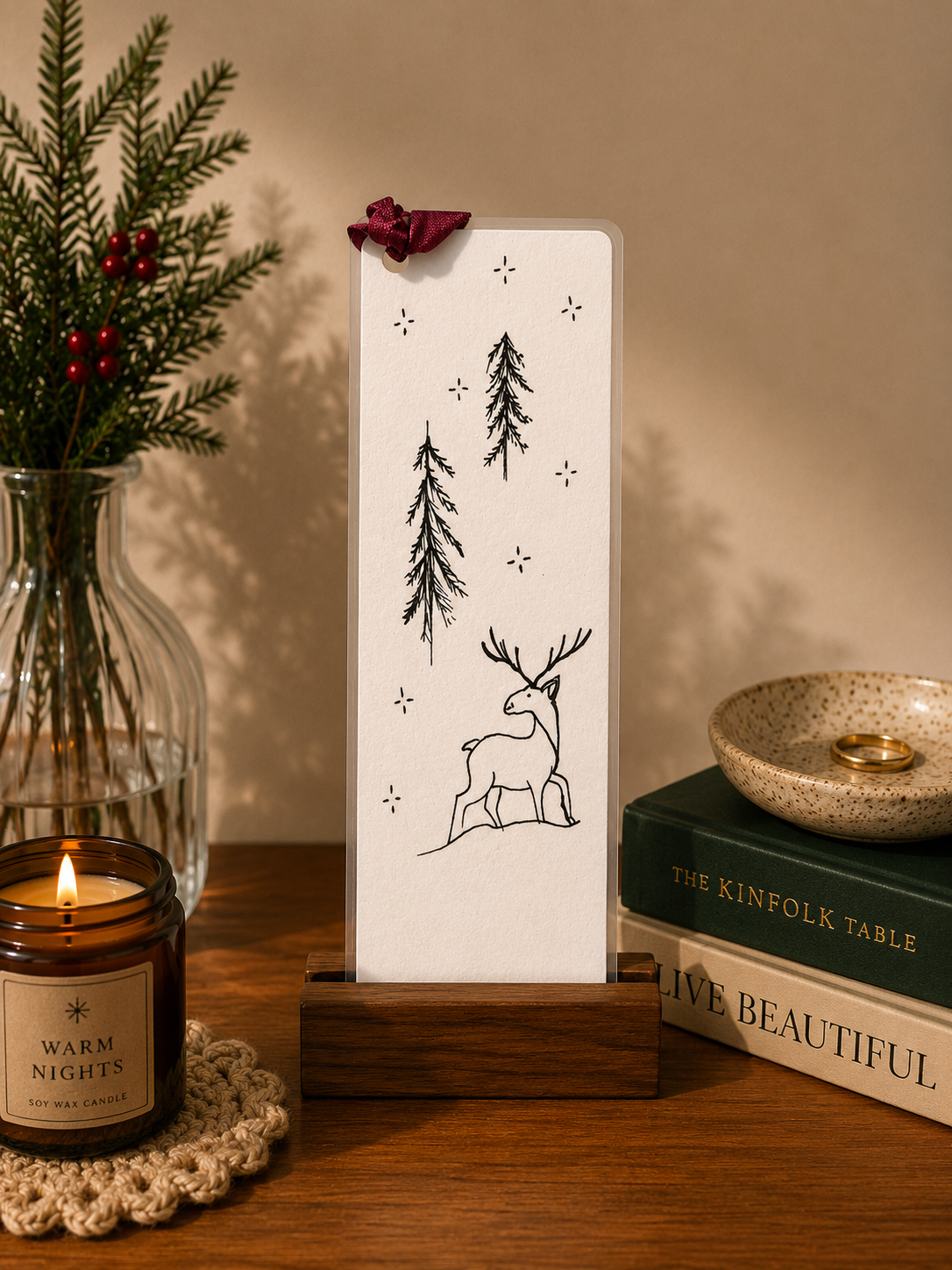 Reindeer Handmade Illustrated Bookmark – Original Art Bookmark