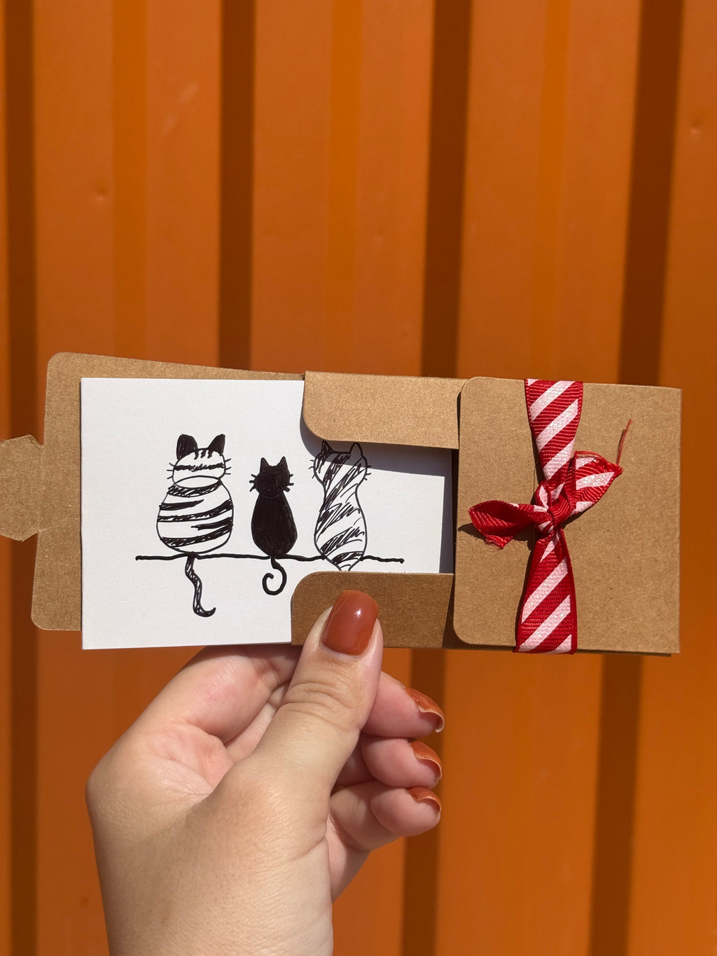 Cute Black Cats | Mini Handmade Greeting Card – Original Illustrated Card