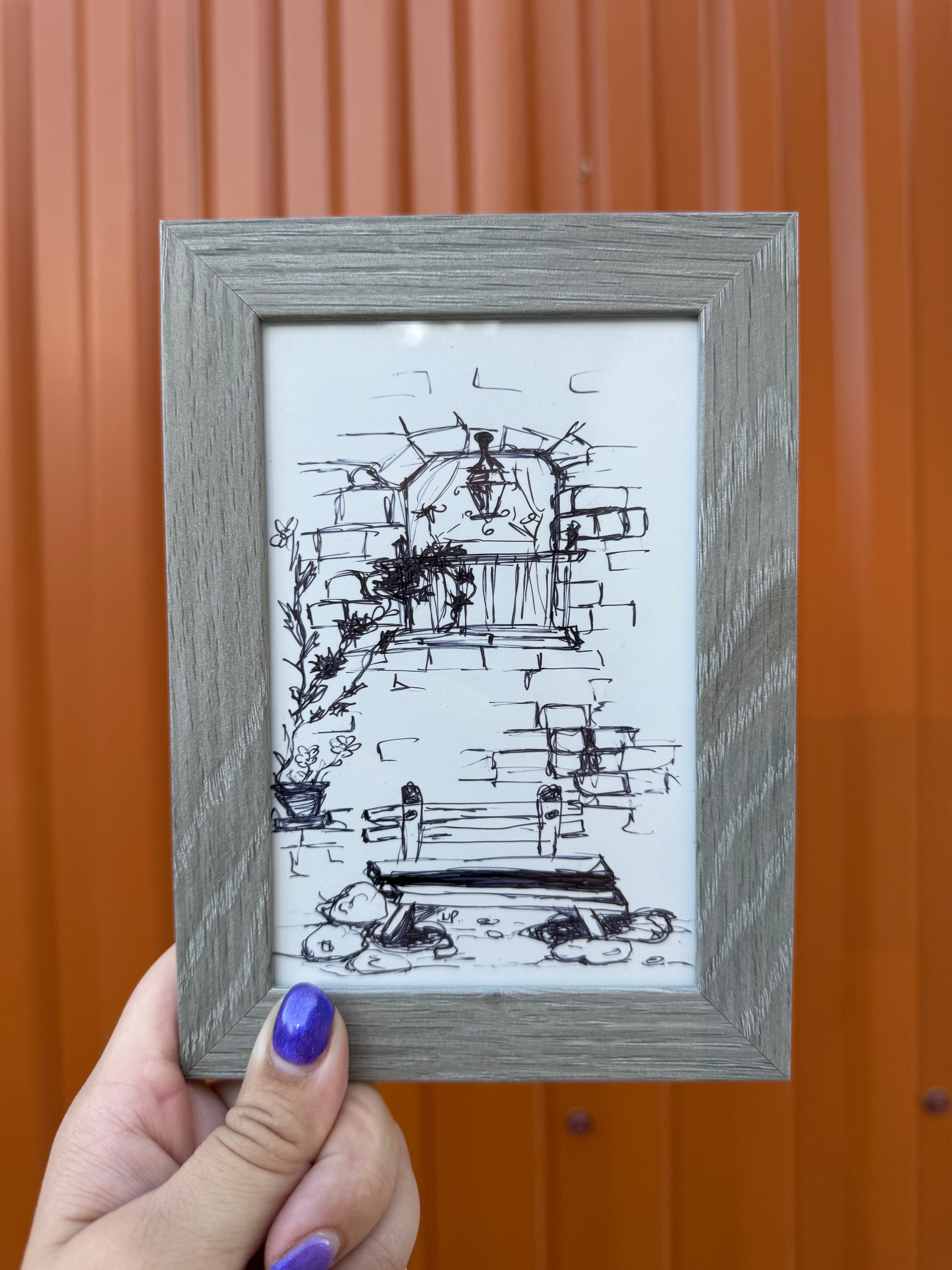 Vintage Bench | Handmade Framed Poster – Original Artwork Wall Decor