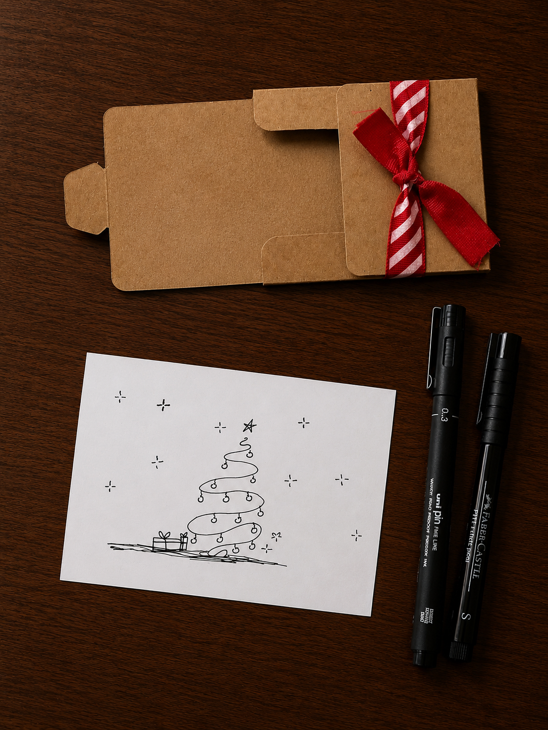 Cute Christmas Tree | Mini Handmade Greeting Card – Original Illustrated Card