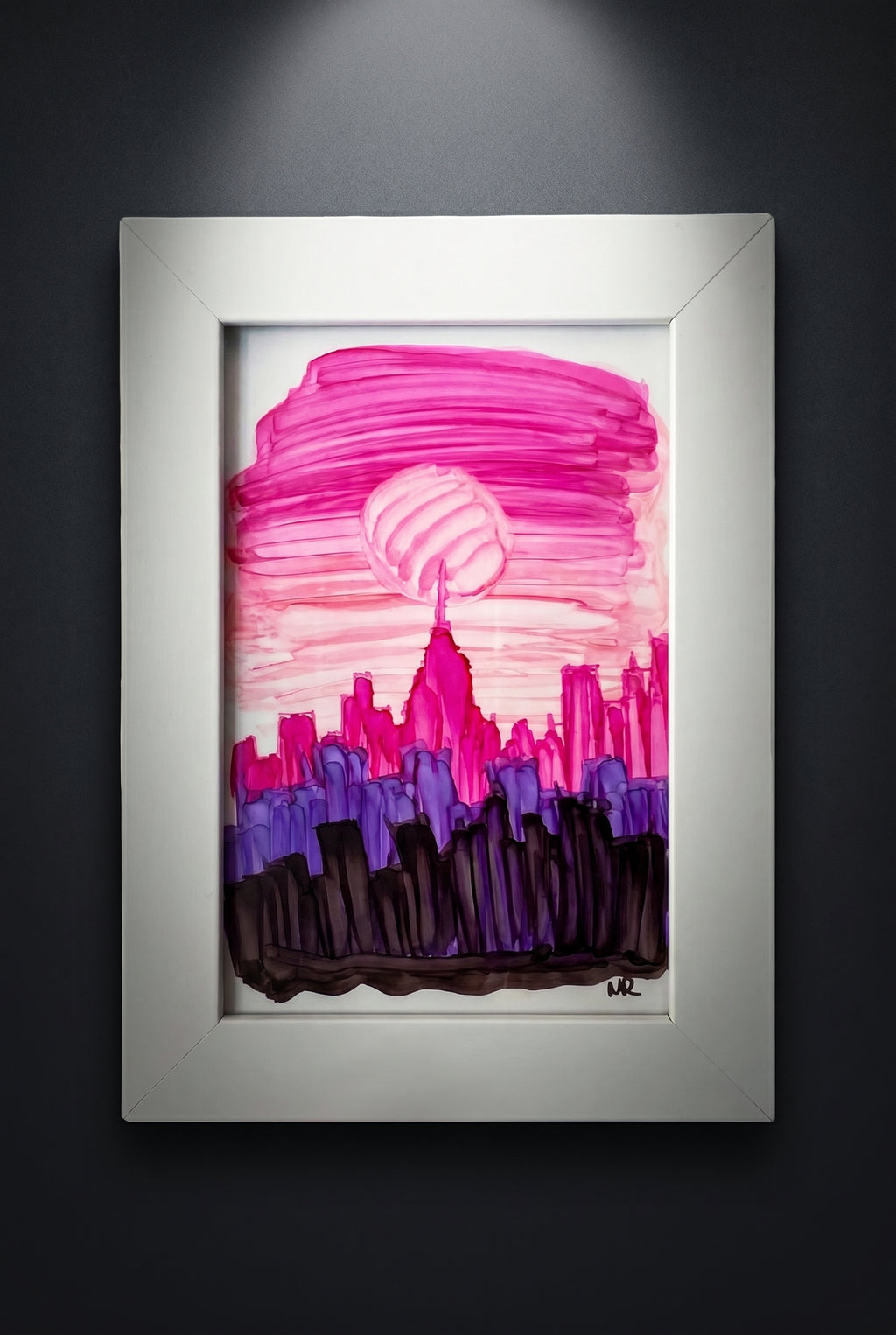 New York in Pink | Handmade Framed Poster – Original Artwork Wall Decor
