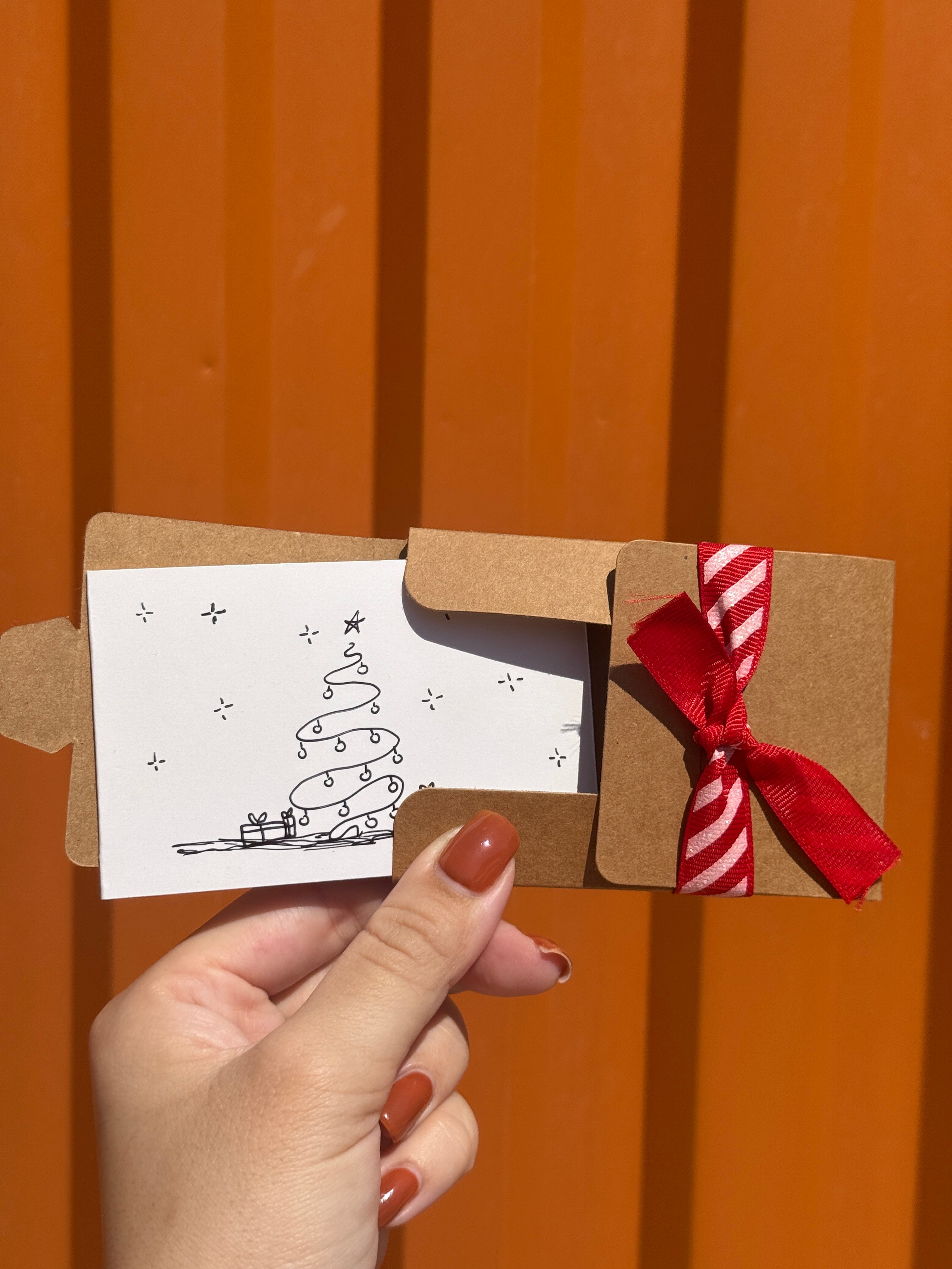 Cute Christmas Tree | Mini Handmade Greeting Card – Original Illustrated Card