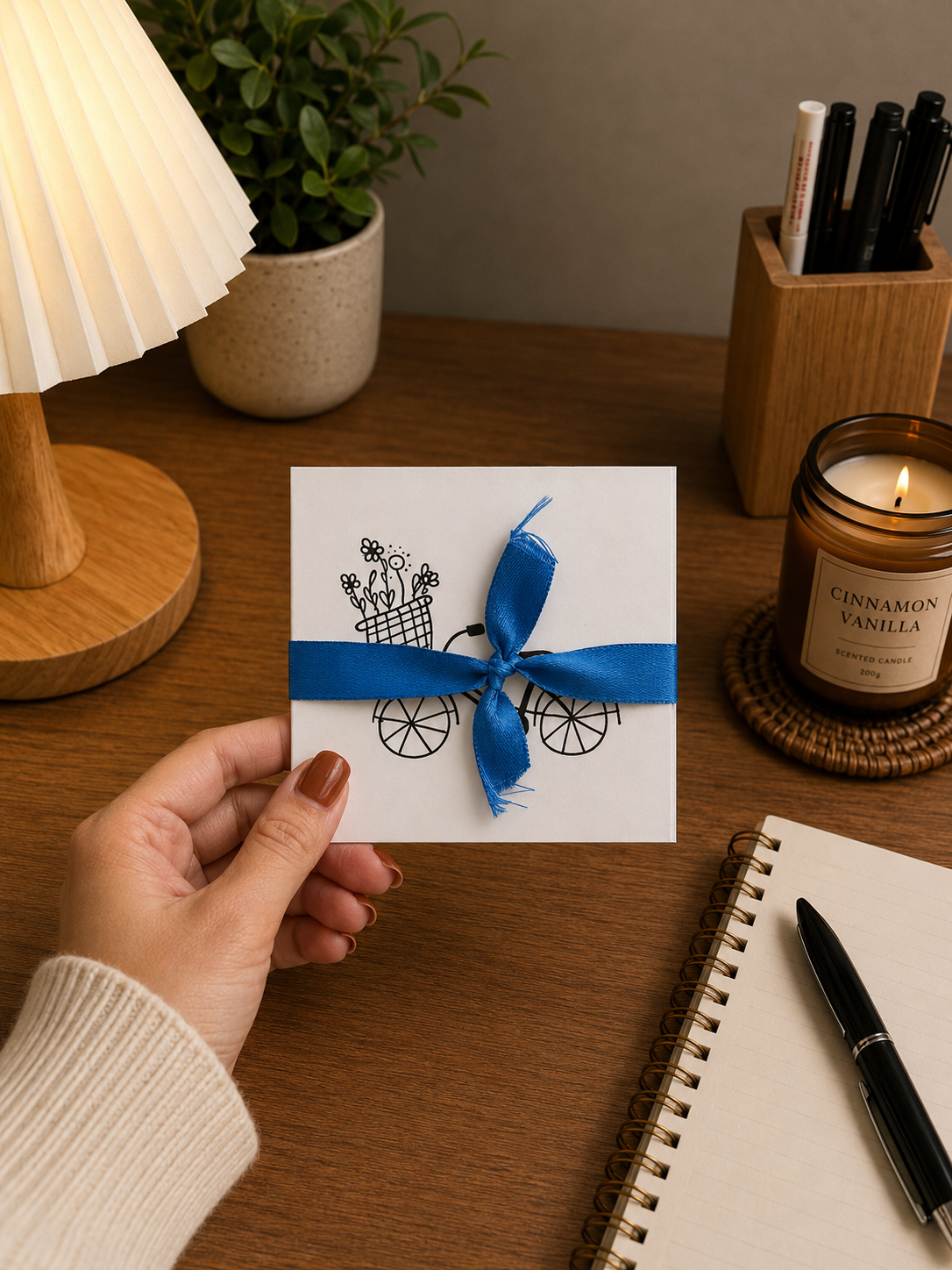 Cute Bicycle | Small Handmade Greeting Card – Original Illustrated Card