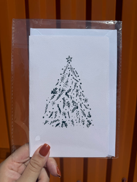 Christmas Tree Mistletoe | Handmade Greeting Card – Original Illustrated Card