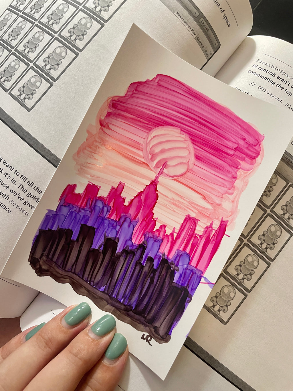 New York in Pink | Handmade Framed Poster – Original Artwork Wall Decor