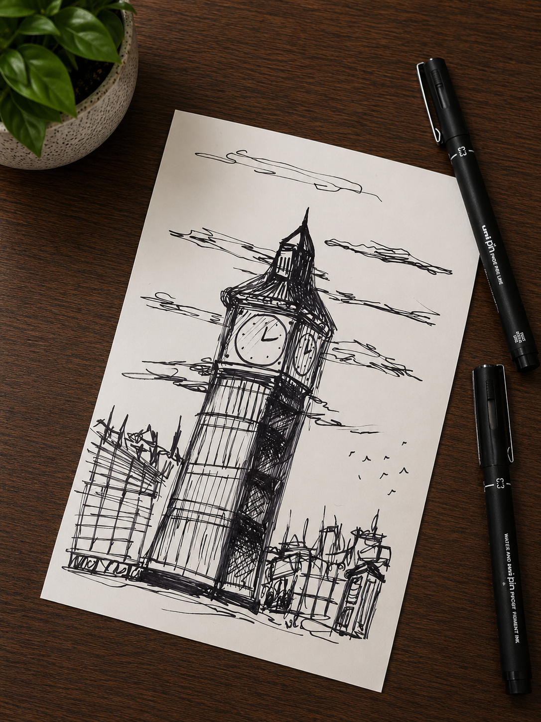 London England | Handmade Framed Poster – Original Artwork Wall Decor