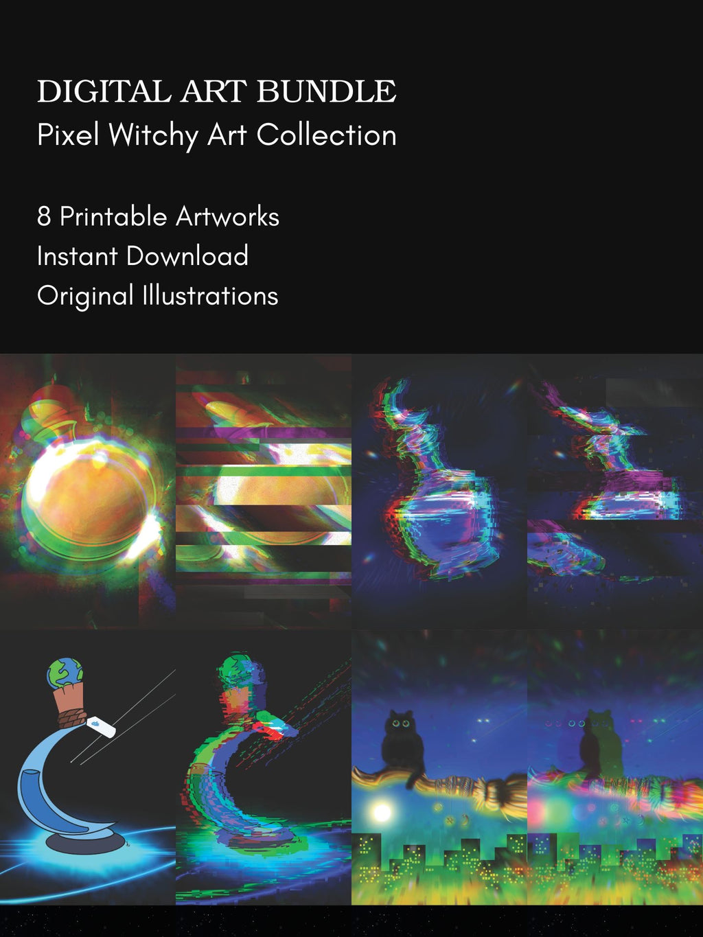 Pixel Witchy Art Bundle – Magical Pixel Illustration Set