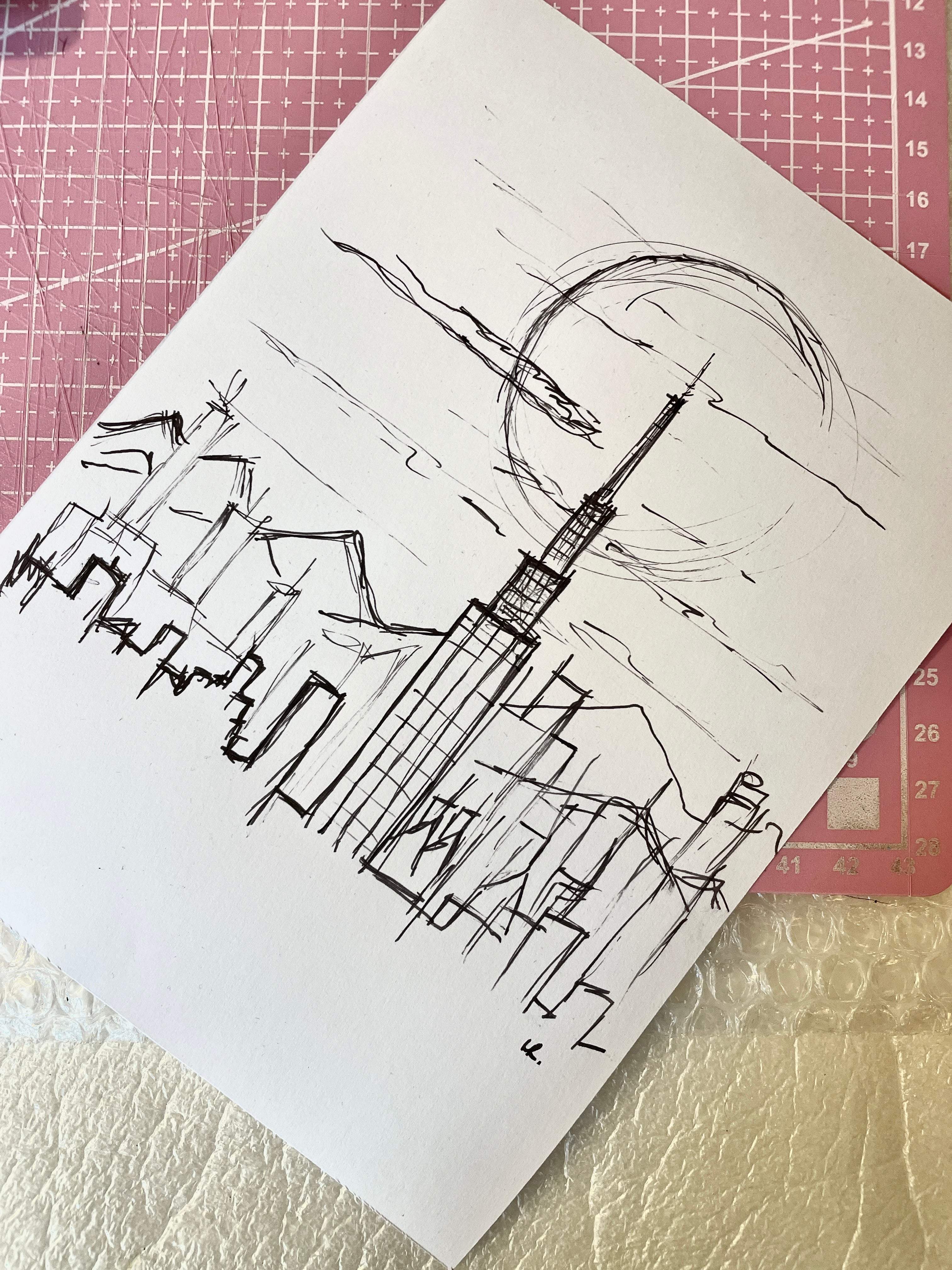 New York Cityscape | Handmade Framed Poster – Original Artwork Wall Decor