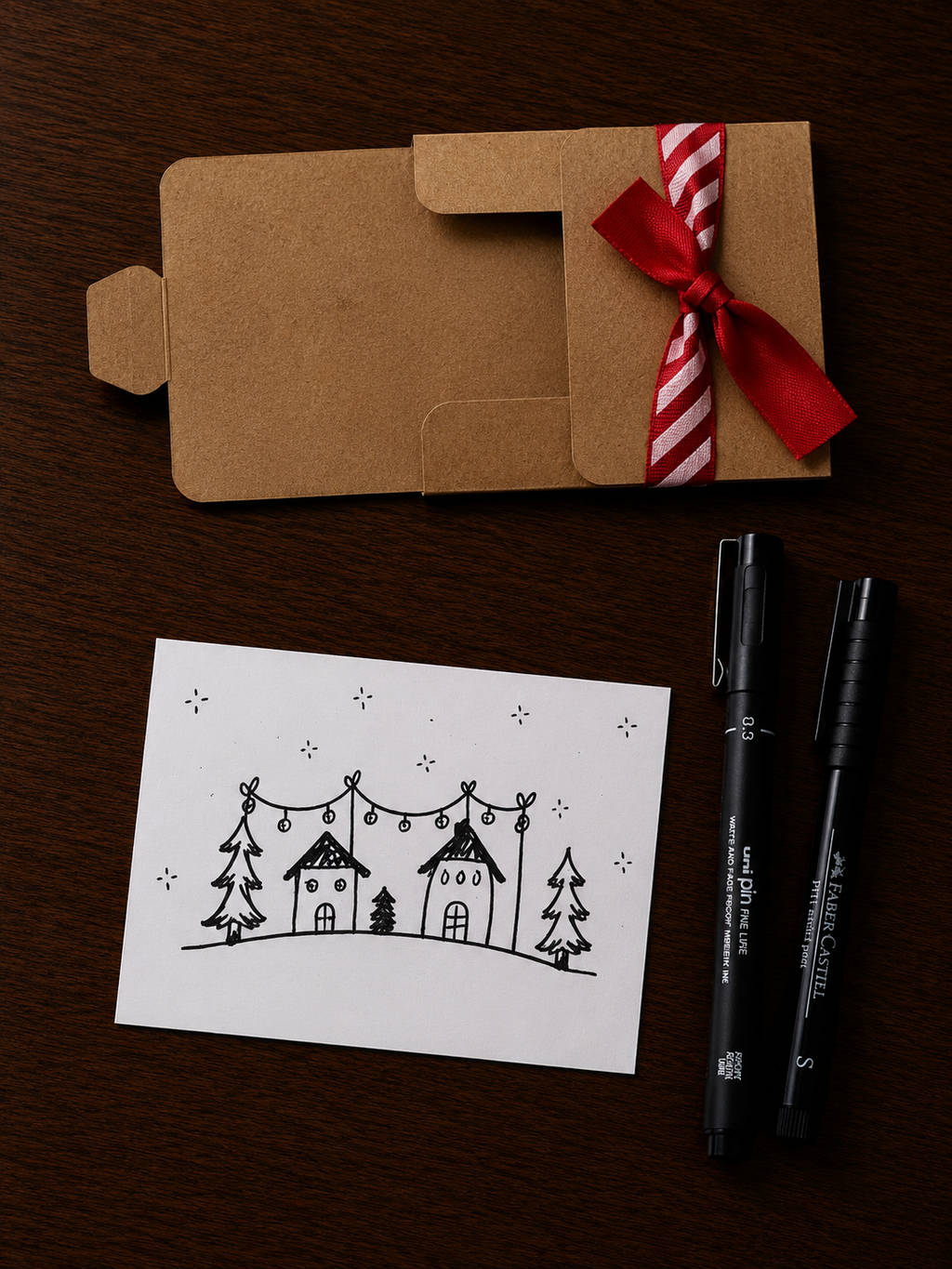 Cute Little Houses | Mini Handmade Greeting Card – Original Illustrated Card