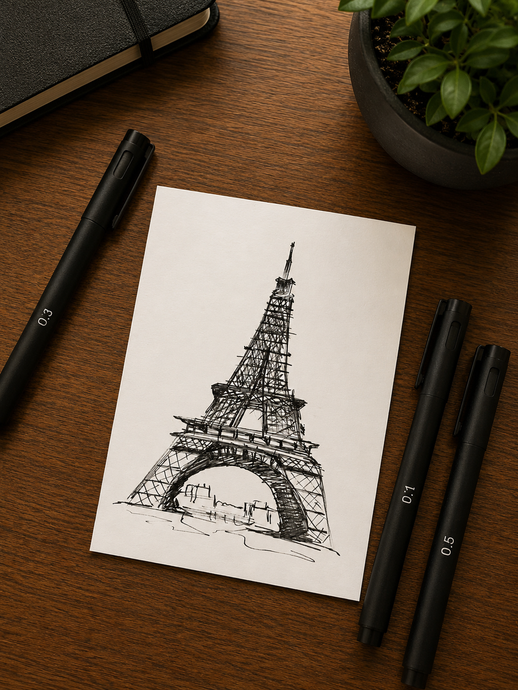 Eiffel Tower | Handmade Framed Poster – Original Artwork Wall Decor
