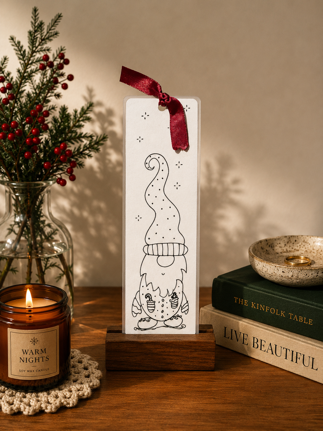 Christmas Dwarf Handmade Illustrated Bookmark – Original Art Bookmark