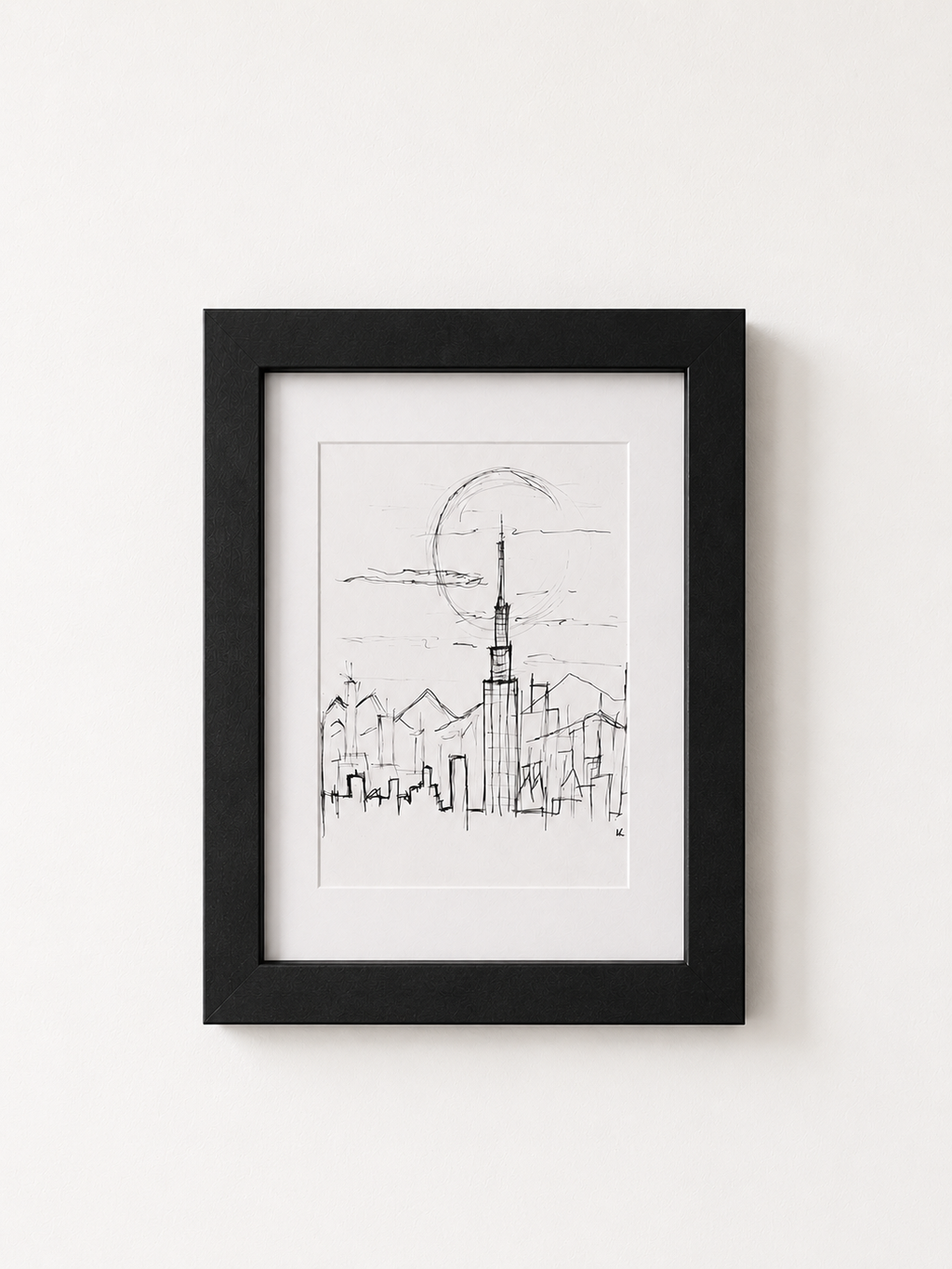 New York Cityscape | Handmade Framed Poster – Original Artwork Wall Decor