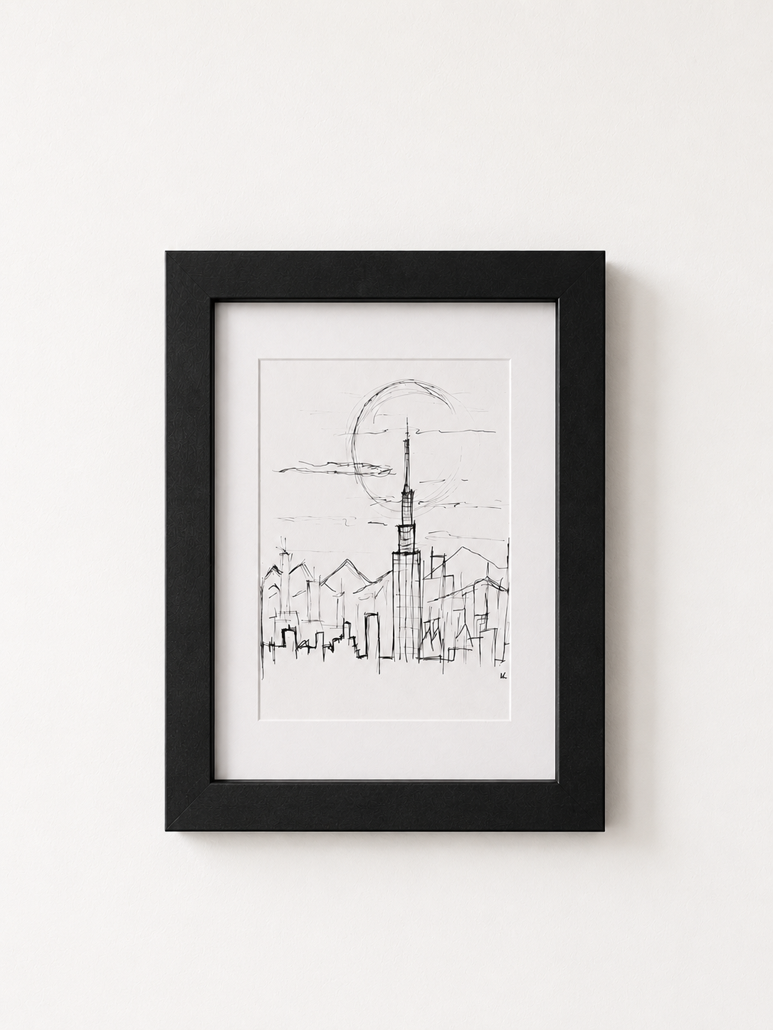 New York Cityscape | Handmade Framed Poster – Original Artwork Wall Decor