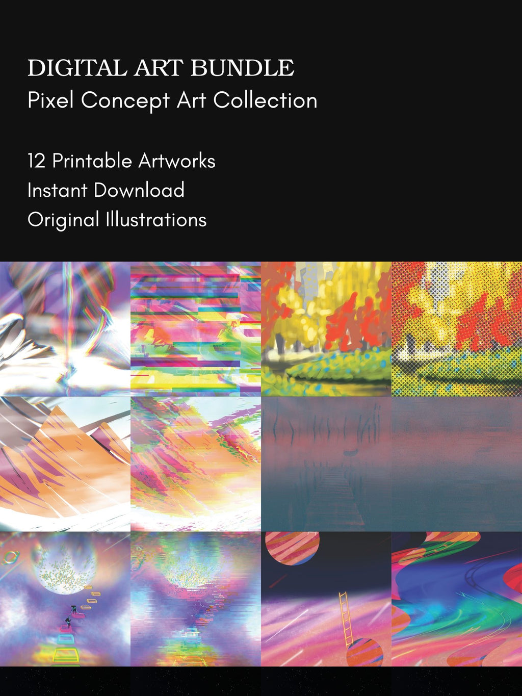 Pixel Concept Art Bundle – Retro Digital Illustration Collection
