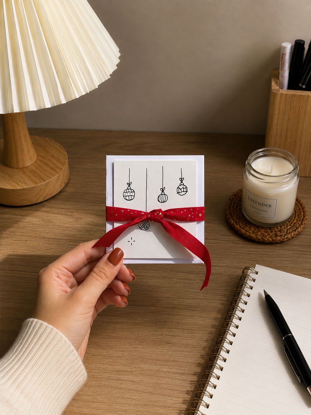 Cute Christmas Balls | Small Handmade Greeting Card – Original Illustrated Card