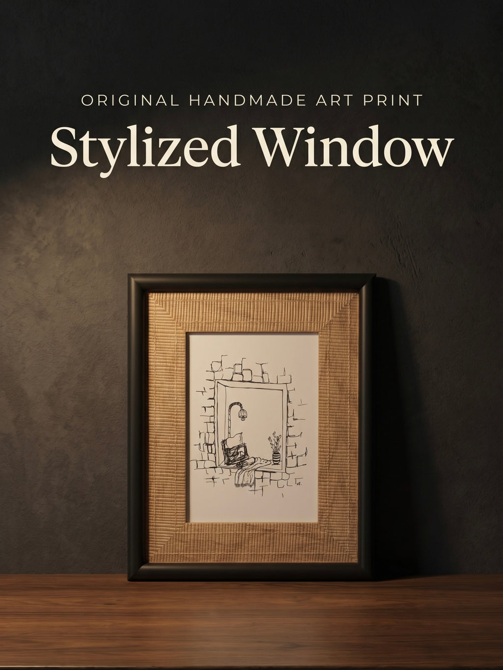 Stylized Window | Handmade Framed Poster – Original Artwork Wall Decor