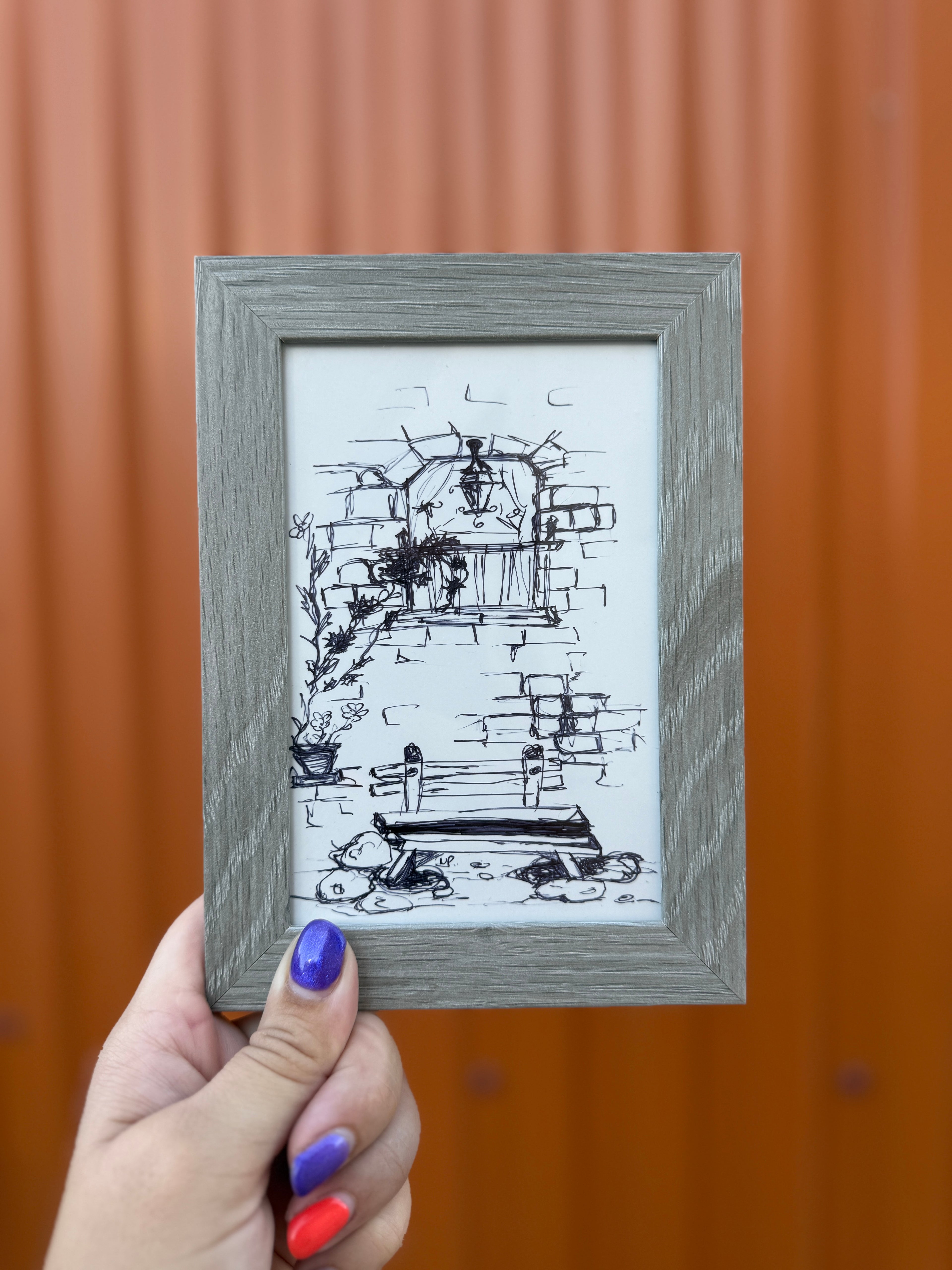 Vintage Bench | Handmade Framed Poster – Original Artwork Wall Decor