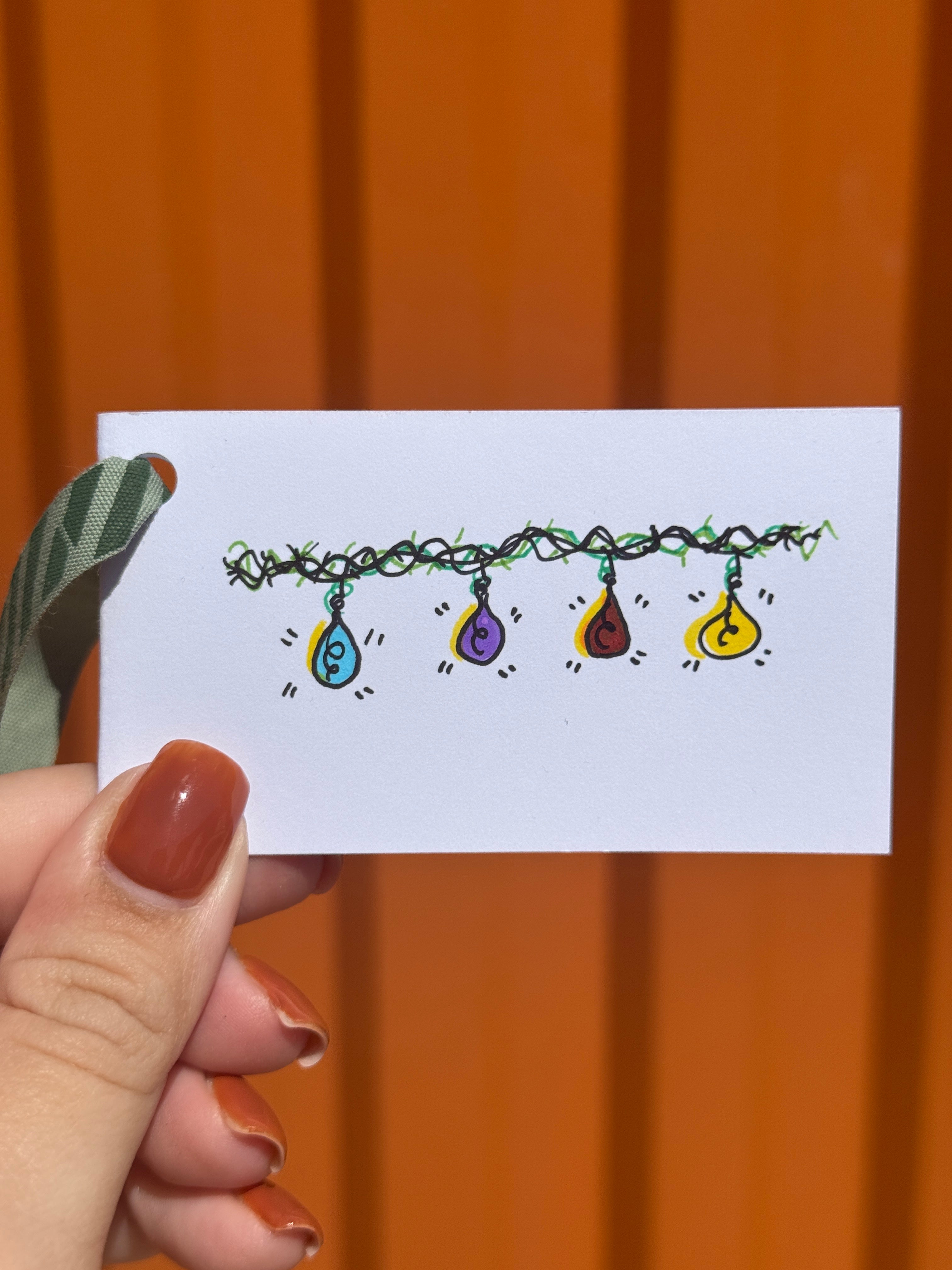 Cute Colorful Lights | Mini Handmade Greeting Card – Original Illustrated Card