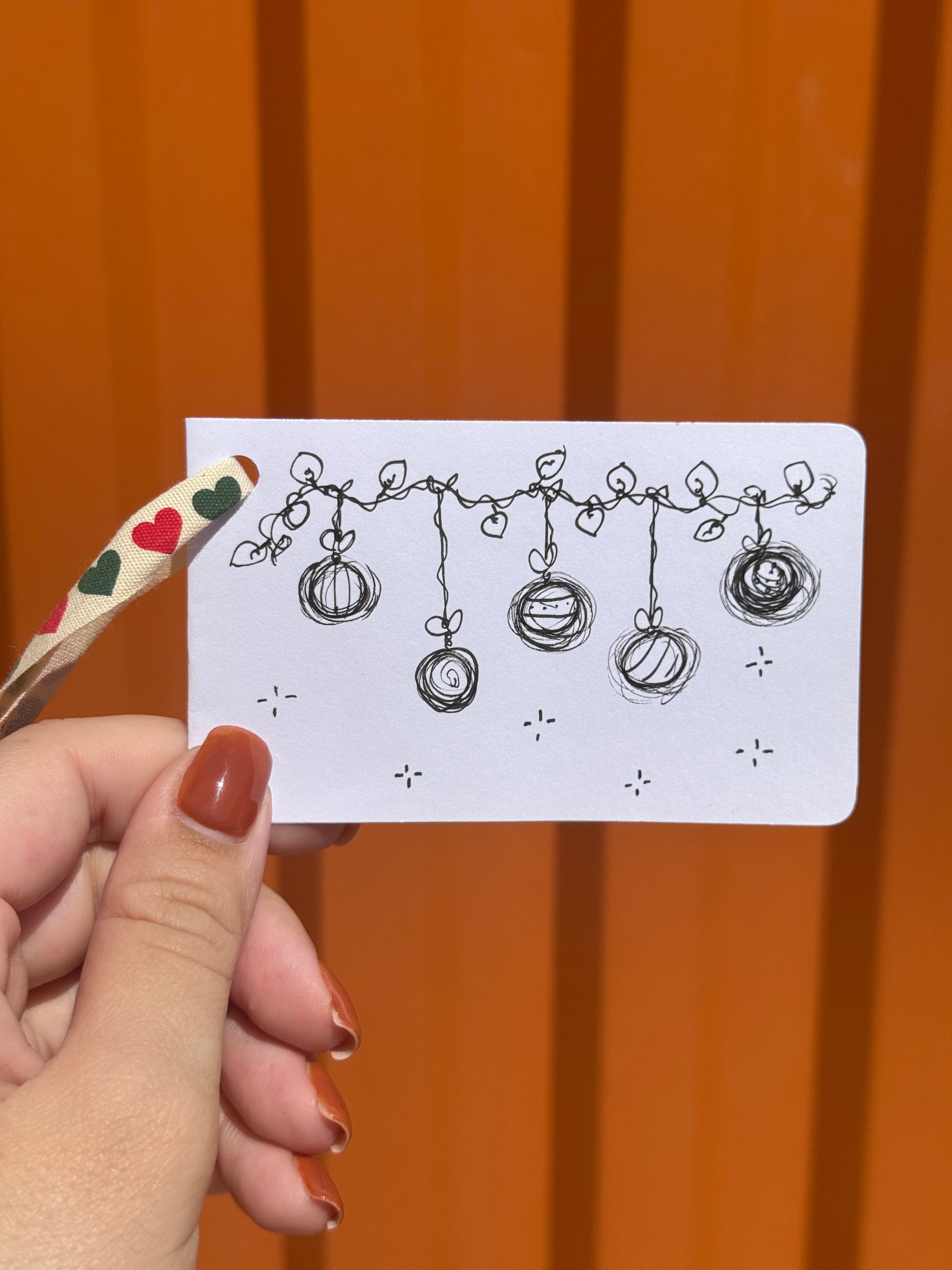 Cute Little Decorations | Mini Handmade Greeting Card – Original Illustrated Card