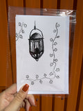 Christmas Lantern | Handmade Greeting Card – Original Illustrated Card