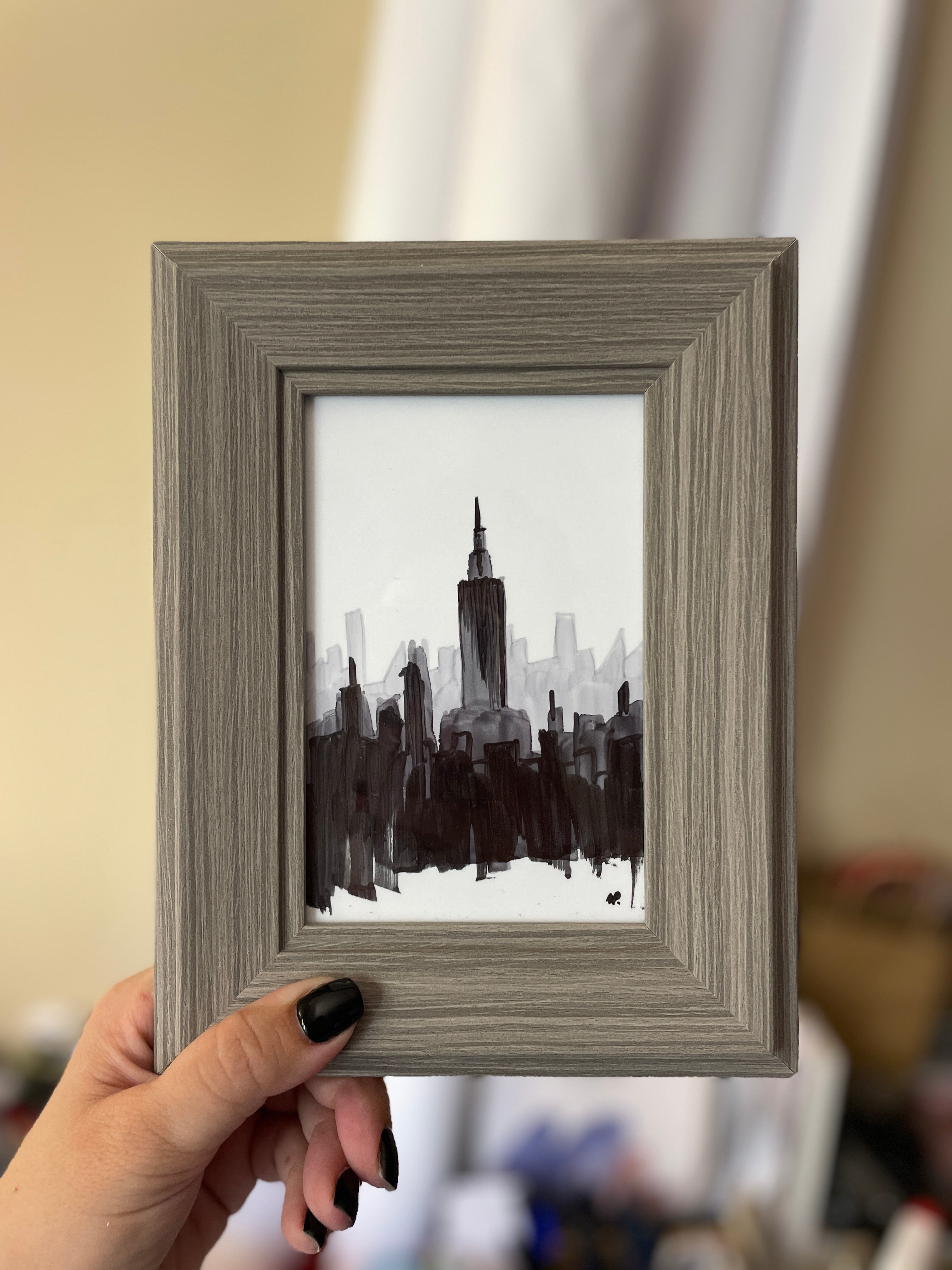 New York in Black | Handmade Framed Poster – Original Artwork Wall Decor