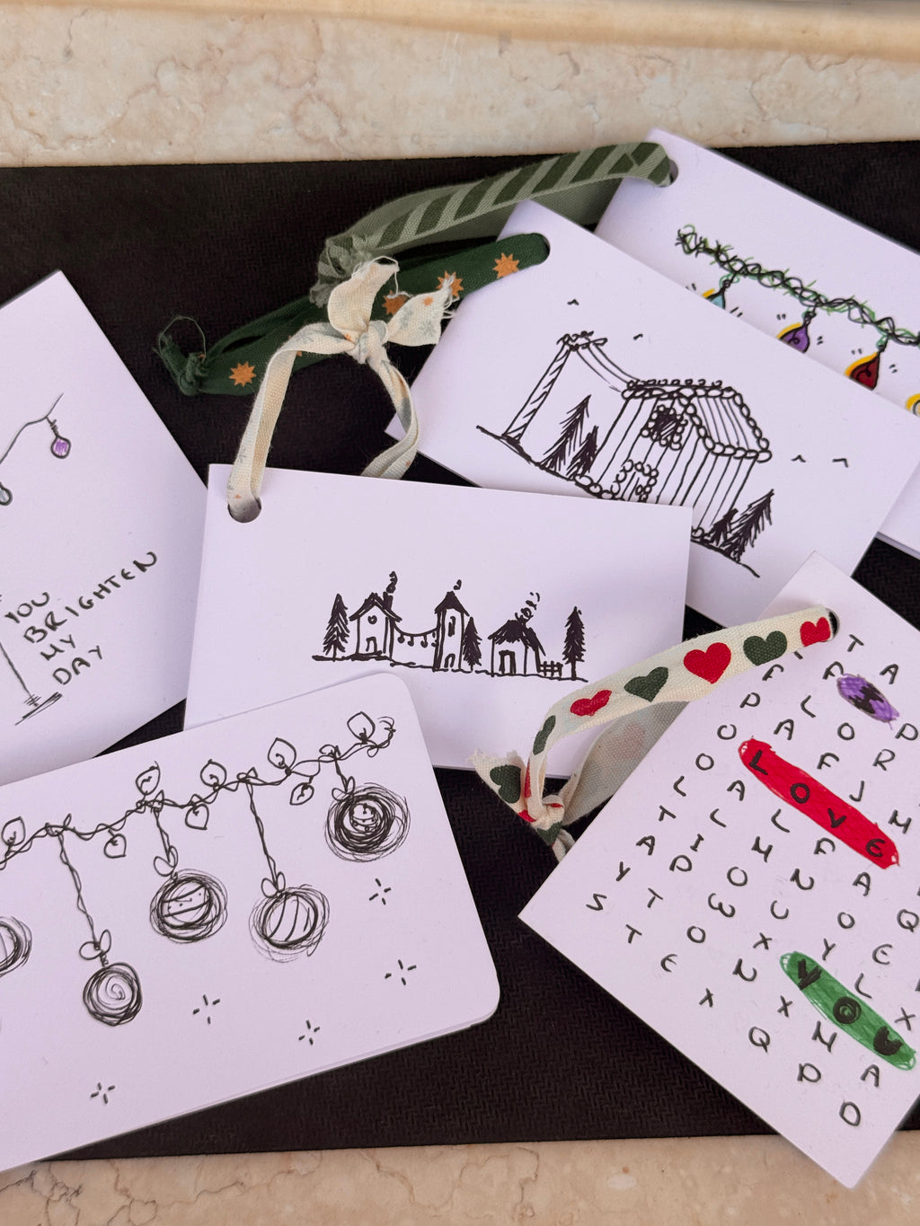 Cute Little Decorations | Mini Handmade Greeting Card – Original Illustrated Card