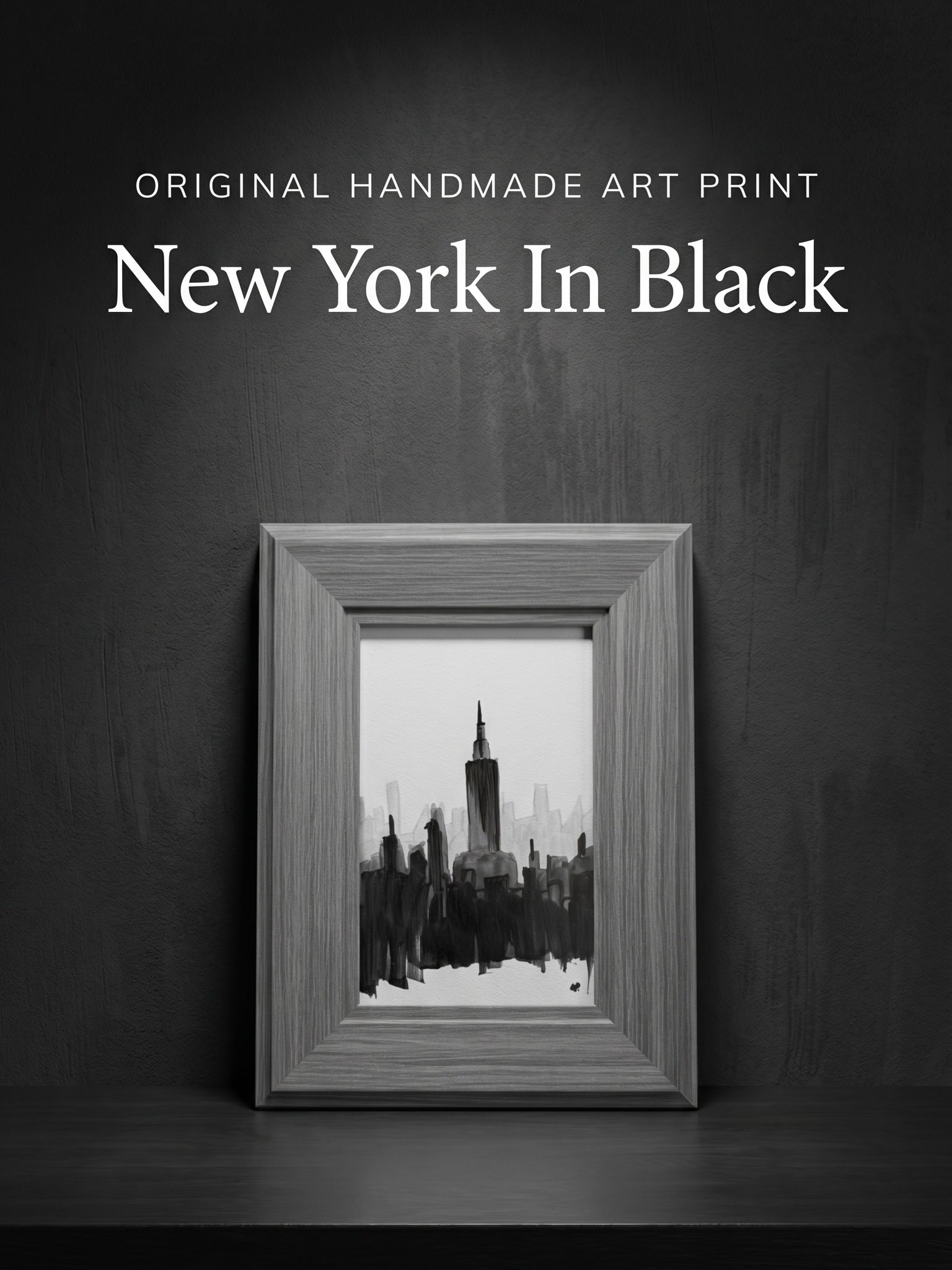 New York in Black | Handmade Framed Poster – Original Artwork Wall Decor